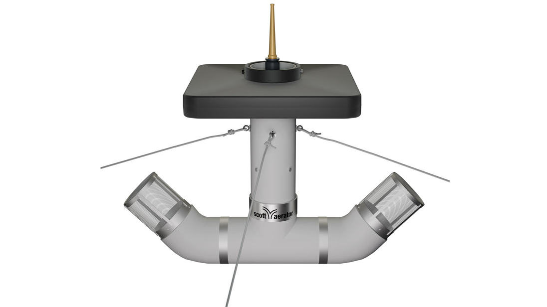 A shallow water fountain adapter with a central attachment point and directional pipes for water flow control.