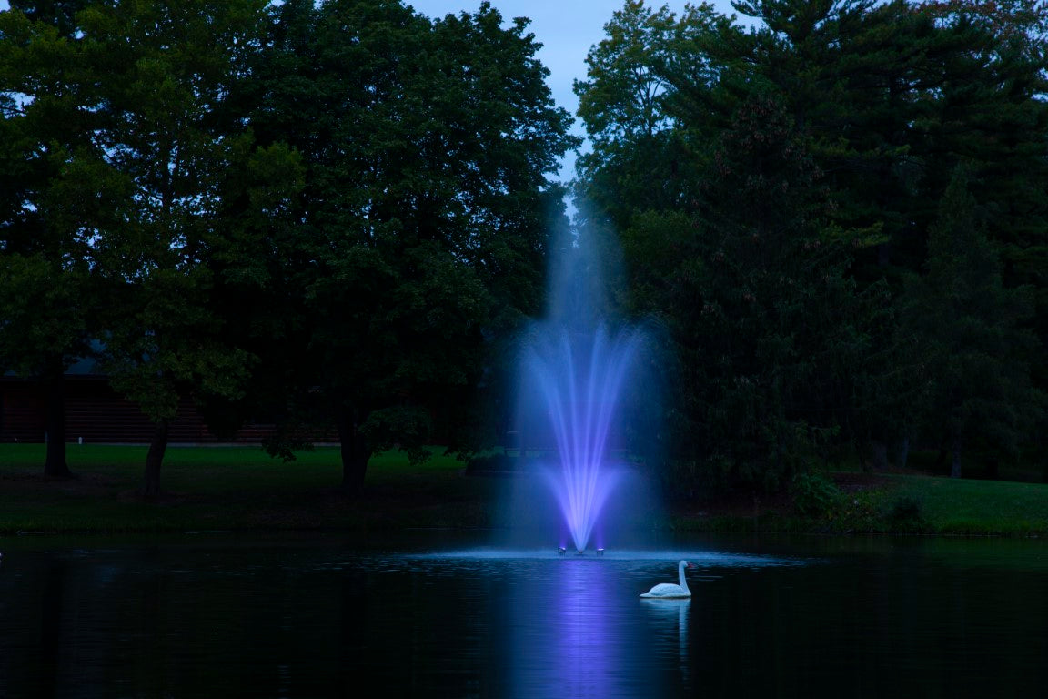 Amherst Fountain, 3 hp for large ponds with color changing LED lights.