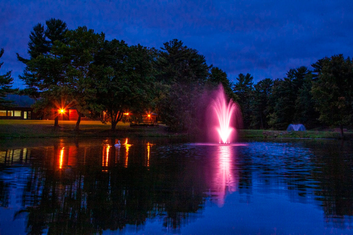 Amherst Fountain, 3 hp for large ponds with color changing LED lights.