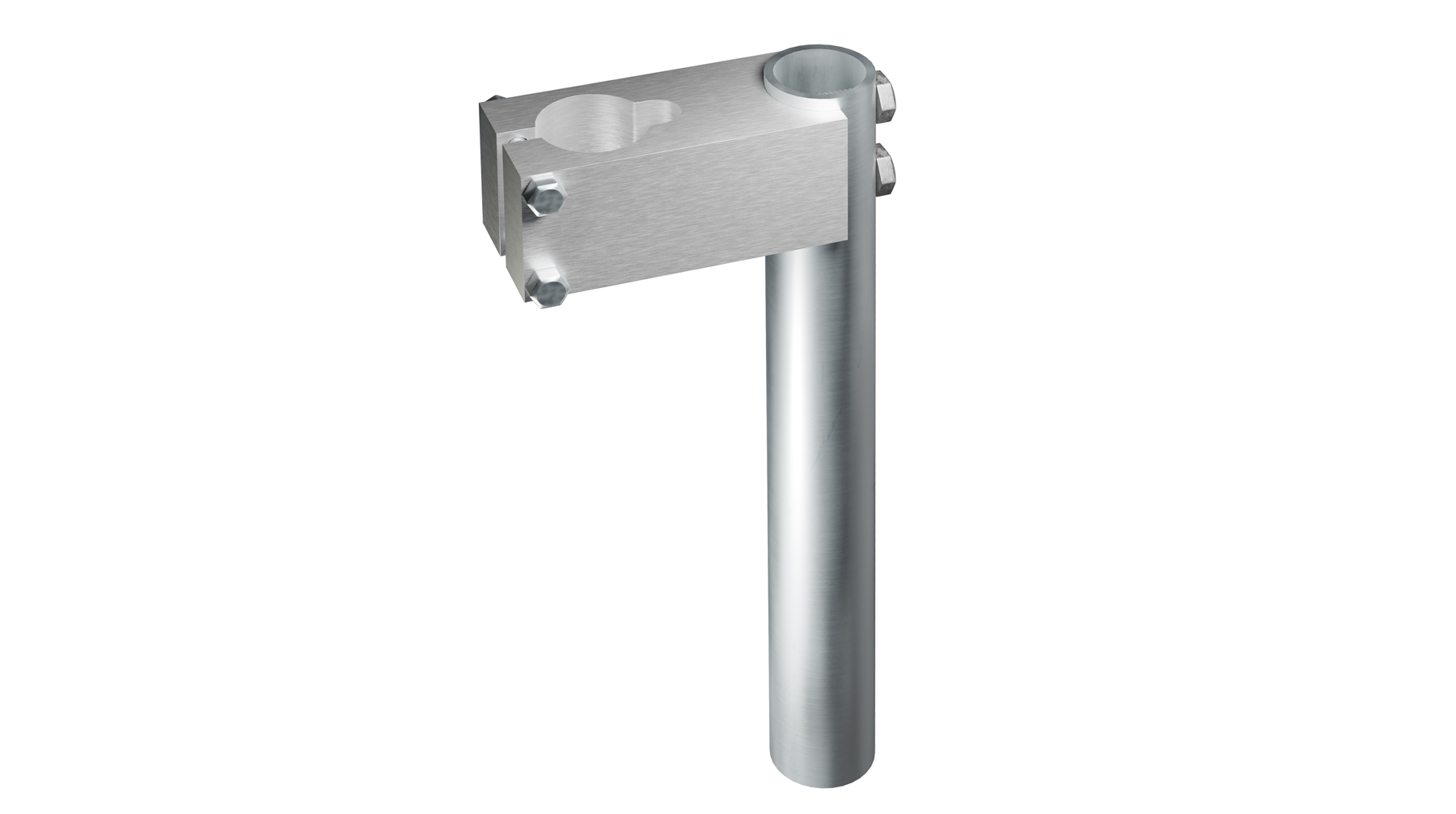 A silver-colored metal tripod oscillator adaptor with a vertical orientation.