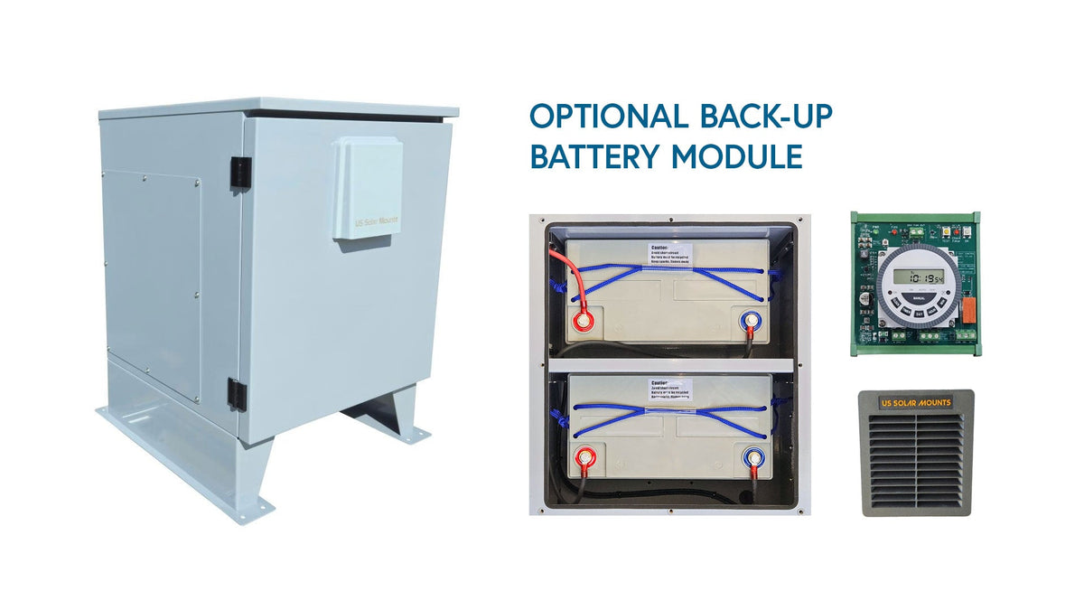 Optional backup battery module with labeled components on a white background