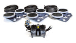 Mechanical components including belts and a motor on a white background