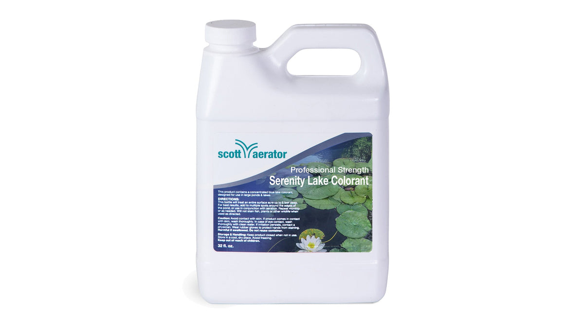 White bottle of Scotts Watergard Lake Colorant on a white background